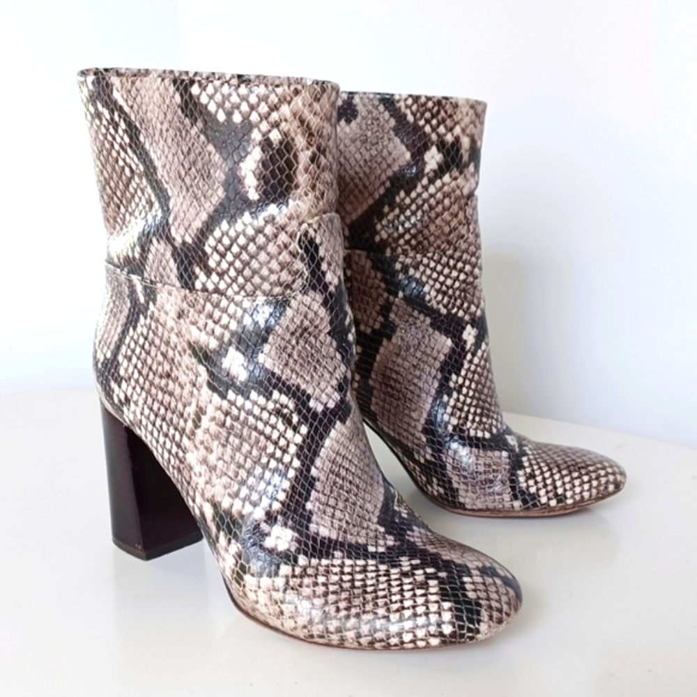 Tory burch snakeskin heeled ankle boots